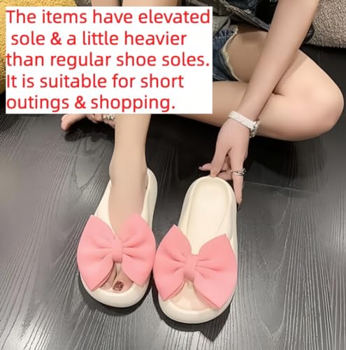 Bow Slippers Cute Flip Flops Summer Beach Ultra Cushion Thick Sole Large Bow Kawaii Preppy Platform Cloud Slides Indoor Outdoor for Women4