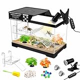 Kit de démarrage pour tortue et accessoires complets : 1 réservoir, 1 couvercle, 1 caoutchouc de drainage, 1 brosse éponge, 2 plantes décoratives, 1 plate-forme suspendue avec pièces, 1 sac de roches naturelles, 1 sac de perles colorées, 1 lampe avec 2 ampoules et 1 manuel (français non garanti). Gagnez du temps pour acheter tous ces accessoires séparément.