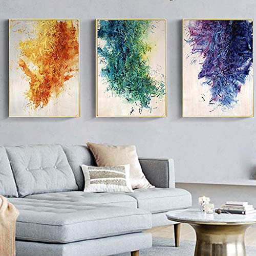 Tableau abstrait coloré 40x60cm pour salon moderne dynamique - 4
