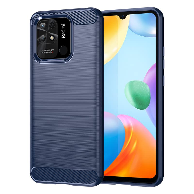 Image of Hybrid Carbon Fiber Back Case for Redmi 10 Power / 10C / Redmi 10 4G (Blue)