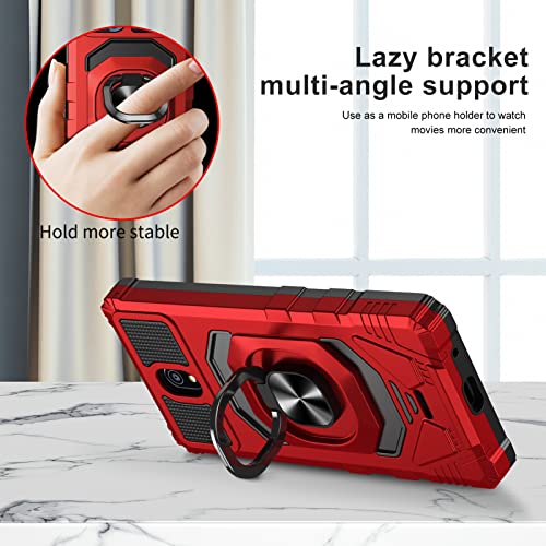 Ailiber For Nokia C100 Phone Case, Nokia C100 5.45" Case With Screen Protector, Ring Kickstand For Magnetic Car Mount Military Grade, Heavy Duty Shockproof Protective Cover For Tracfone Nokia C100-Red #TOP1