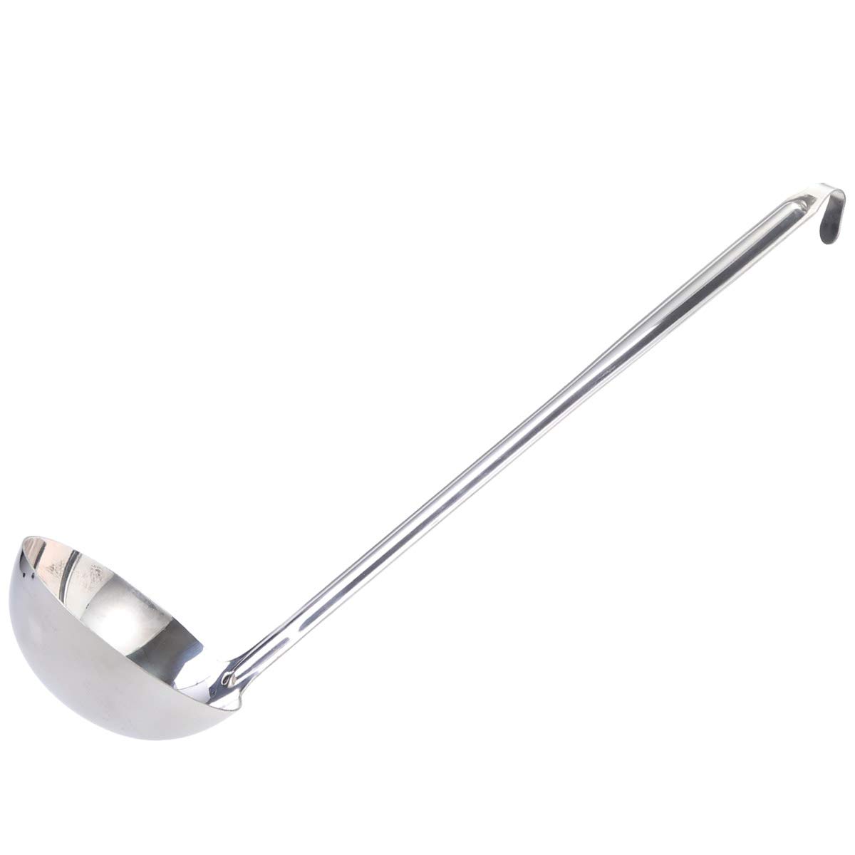 Bestonzon, mestolo da zuppa in acciaio inox, utensili da cucina con manico lungo, mestolo con gancio per appenderlo, 13 cm