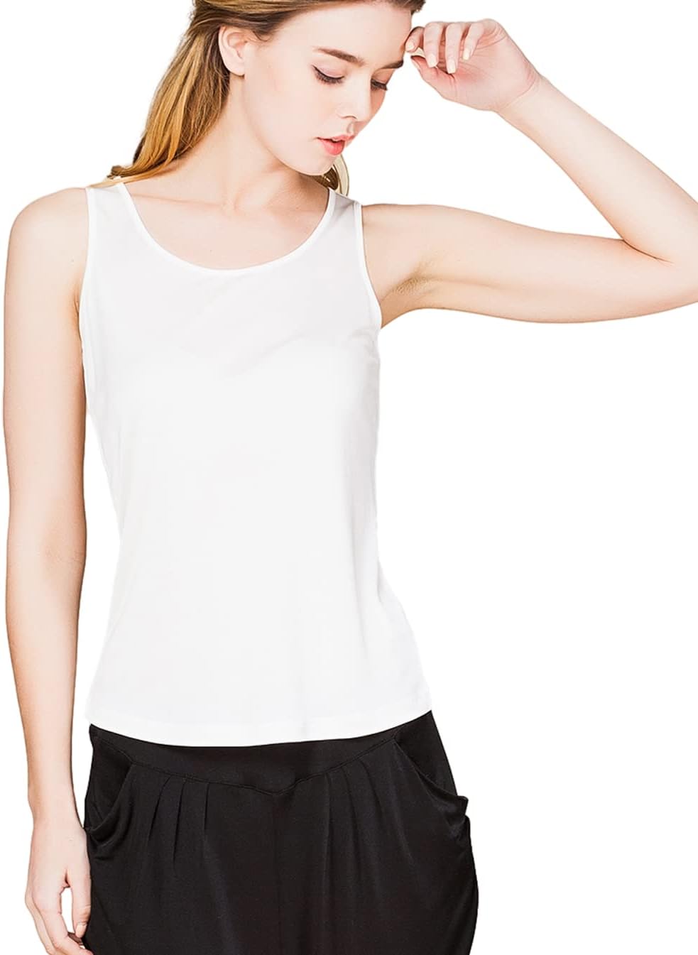METWAY Womens Silk Tank Tops/Mulberry Silk Sleeveless Blouses/Summer Real Silk Sleeveless T-Shirt - Image 2