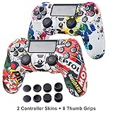 PS4 Controller Skins - Silicone Cover Skin for Dualshock 4 Controller with PS4 Thumb Grips x 8 -...
