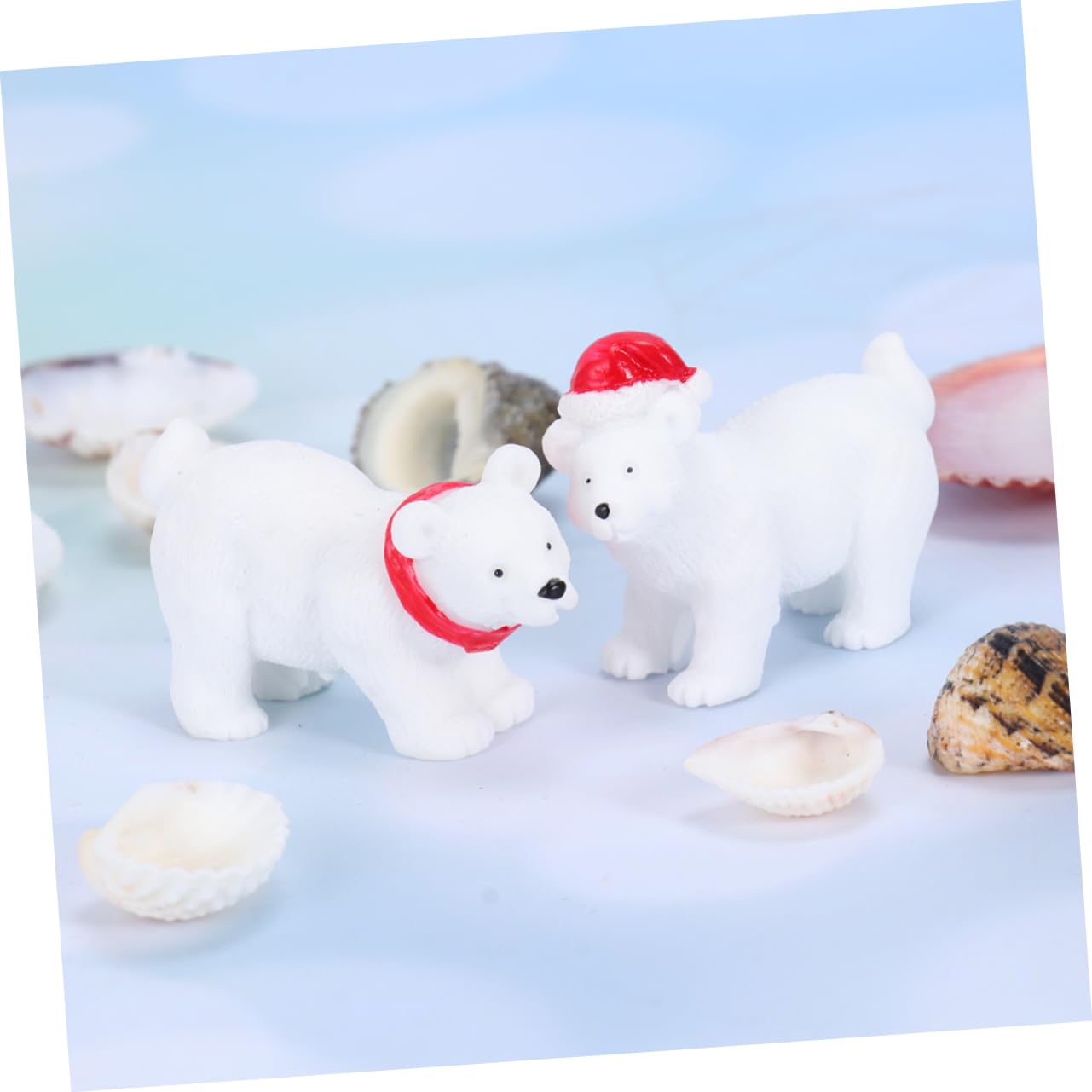 Ciieeo Elegante Decorazione Natalizia a Forma di Orso in Miniatura 6 Pezzi Ornamenti in Resina Stili multipli