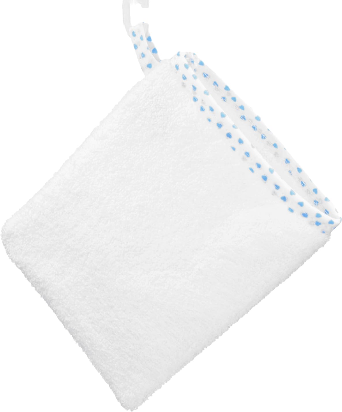Betz 3-częściowy ręcznik kąpielowy z kapturem, 85 x 85 cm, zestaw niemowlęcy, serce, 100% bawełna, 1 ręcznik kąpielowy dla dzieci, 1 śliniaczek 1 rękawica do mycia dla niemowląt, kolor biało-niebieski
