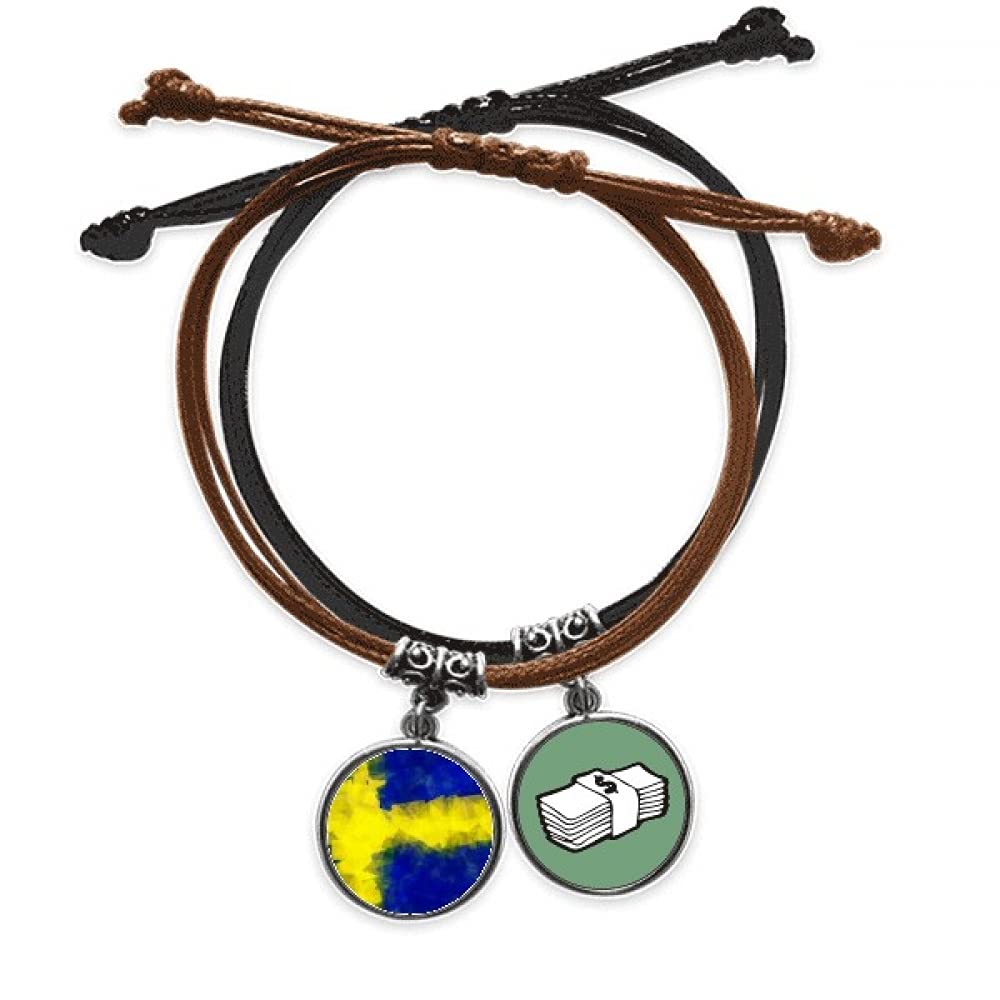 Pulsera bandera sueca ajustable que no daña la piel cuero 3