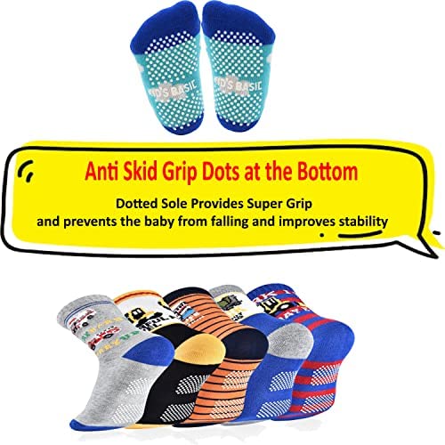 Image of Kidbee Baby Boy's Organic Cotton Anti Slip Grippers Socks