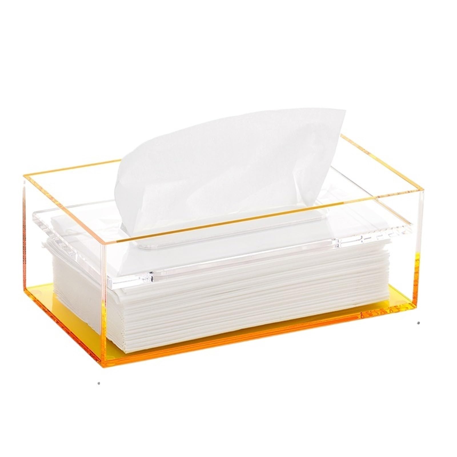 Multifunctional Tissue Box Holder Acrylic Tissue Box Cover Rectangular Facial Holder For Bathroom Kitchen Bedroom Office Decorative Napkin Holder(Yellow,Large)