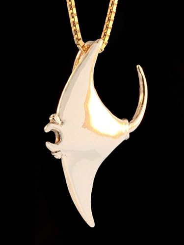 Miniatura 2 de Manta Ray Ocean Collar Colgante de 14 quilates con dije de mantarraya de oro