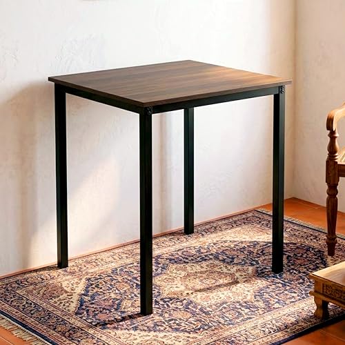 Image of Dining Table Set of 2, 2 Seater Dining Table with Chairs, Engineered Wood Top & Metal Frame, Compact Space Saving Dining Table for Home & Kitchen (Dark Maple- DIY)