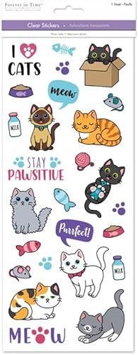 Miniatura 3 de Calcomanías de gatos de dibujos animados  Calcomanías surtidas ''Stay Pawsitive'' para manualidades de papel, 26 unidades