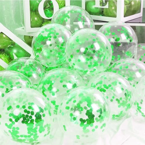 Image of AMFIN (Pack of 20) Confetti Balloons with Matching Ribbion, Party Decoration Items - Green