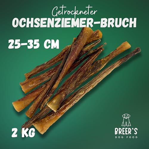 BREERs 1kg Getrocknete Ochsenziemerbruch für Hunde | Deutsche Produktion | Ziemer vom Ochsen Hundesnack für große, kleine Hunde & Welpen | Kauartikel reinigt und stärkt das Gebiss