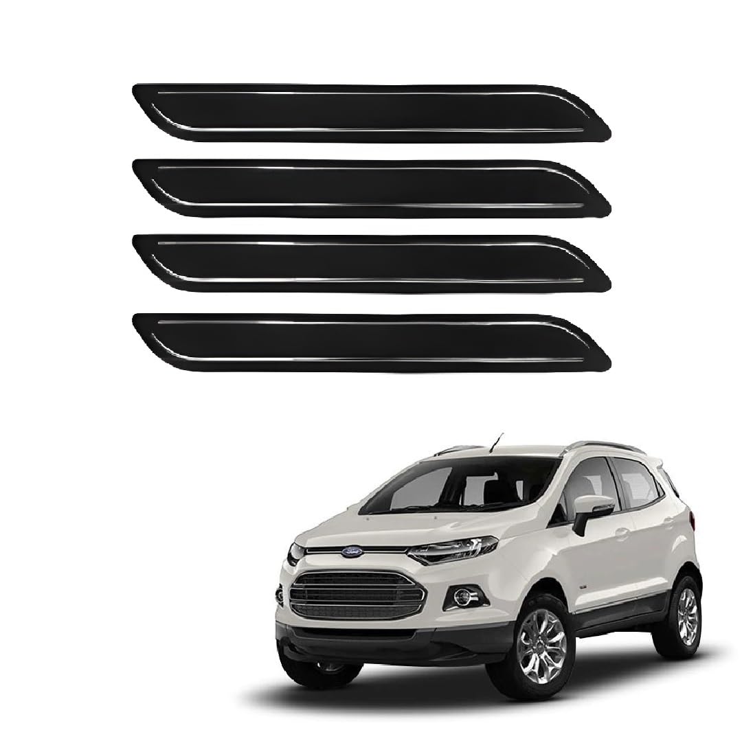 Car Bumper Scratch Guard - Strong and Durable Bumper Protector Compatible with (Black, Set of 4) for Ford Ecosport Type-1
