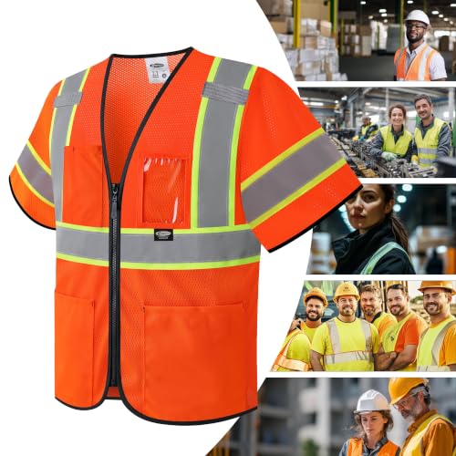 Image of JKSafety Safety Vest for men women Hi Vis Vest with Pockets and Zipper High Visibility Meet ANSI Standard（BX310