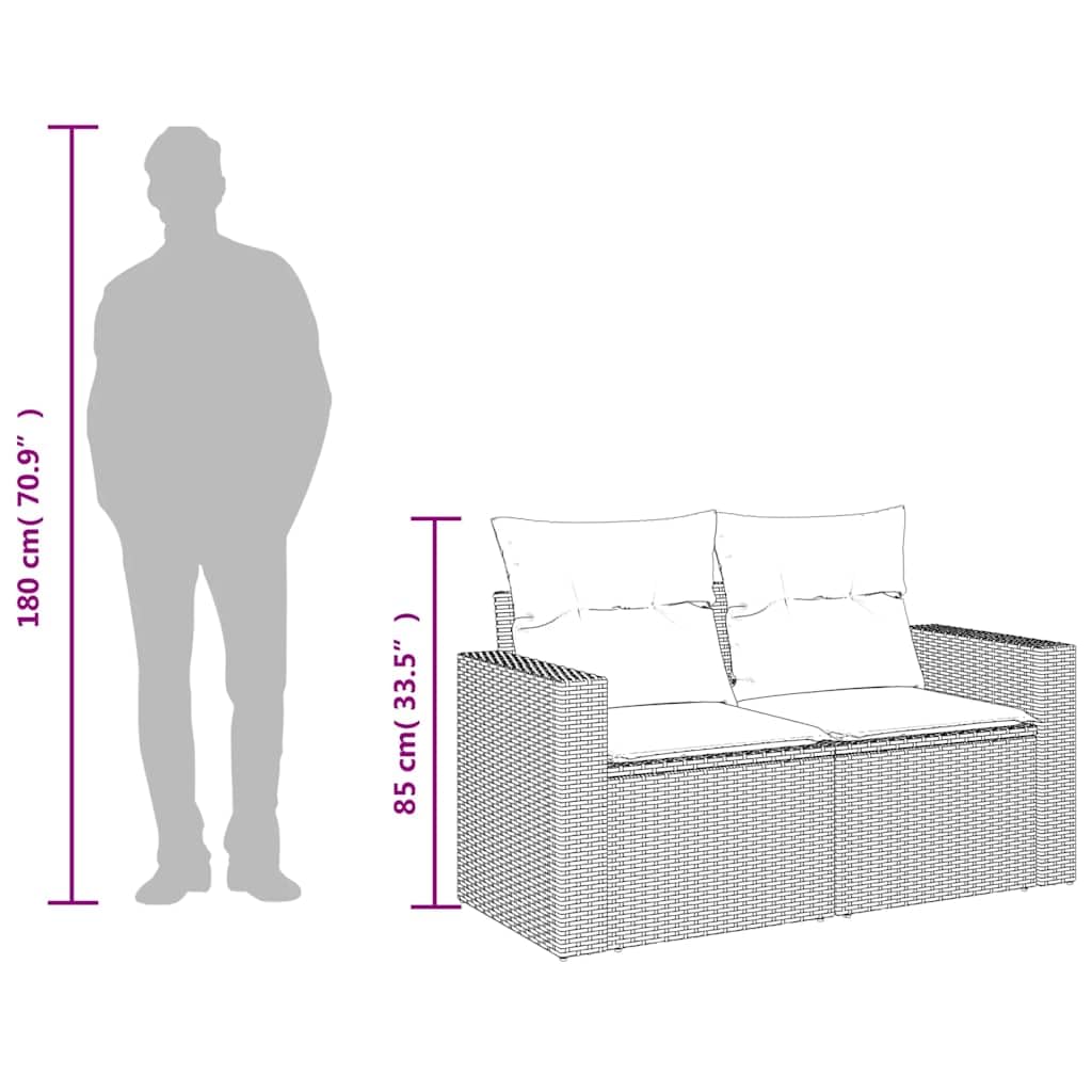 vidaXL Divano da Giardino con Cuscini a 2 Posti Beige in Polyrattan