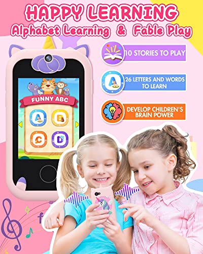 Joozfee Kids Smart Phone For Girls Unicorns Gifts For Girls Toys 8-10 Years Old Phone Touchscreen Learning Toy Christmas Birthday Gifts For 3 4 5 6 7 8 9 Year Old Girls With 8G Memory Card thumb #2