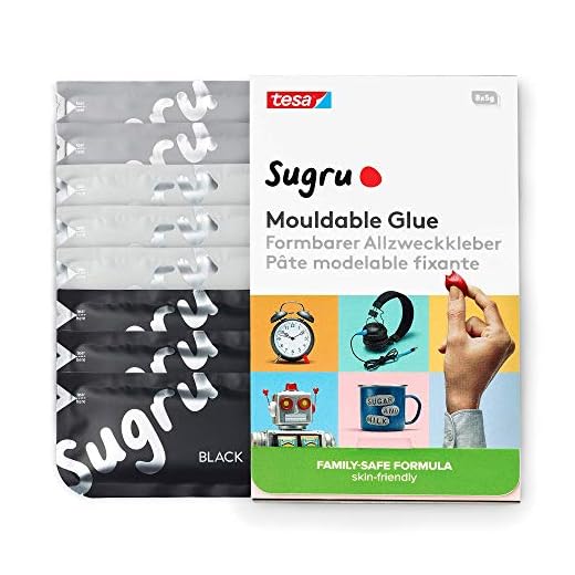 tesa Sugru formbarer Allzweckkleber - Familien-Formel - Knetbarer Kleber, hautfreundlich, für Kinder geeignet - Bis 2 kg Haltekraft - Schwarz, Weiß & Grau - 8er Pack