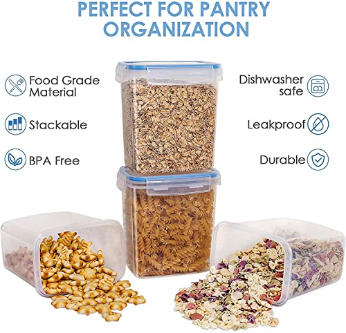 Image of Kitchen Storage Container Set of 3pc Food Safe & BPA Free Plastic Kitchen Containers and Jars 500ml Cereal Dispensers Airtight Fridge Container with Leakproof Lid (1.0L, Rectangular, Transparent)