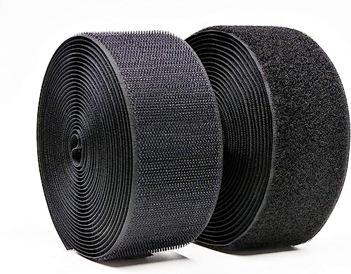 Klettband zum Nähen Set Wiederverwendbar Klettverschluss zum Nähen Extra Starke Flausch&Hakenband für Kleidung Heimtextilien Klettband zum Aufnähen aus Nylon-Polyester (5cm x 5 m Schwarz)