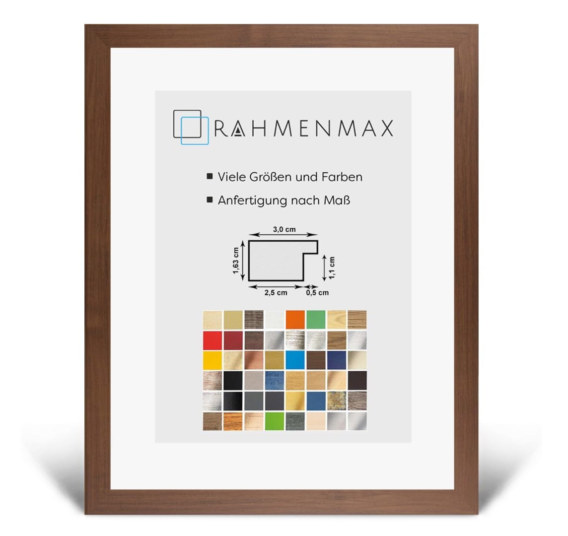 Morena MDF Rahmen für Bild 72x78cm Nussbaum Dunkel mit Acrylglas | zum Aufhängen Hoch- und Querformat/Maßanfertigung möglich/Puzzle Rahmen/mit 1mm klarem Acrylglas