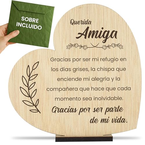 CONTRAXT Regalos Amigas Originales. Idea postal Tarjeta de madera de Regalo para Mejores Amigas especiales por Cumpleaños Navidad San Valentin Despedida mujer Gracias