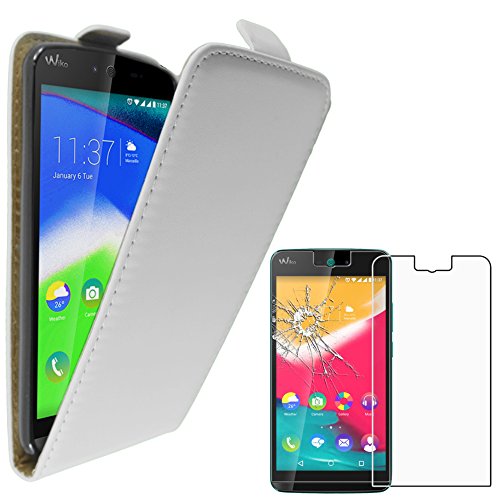 ebestStar - Coque Compatible avec Wiko Rainbow Jam 4G Etui Housse PU Cuir Rabat Ultra Fin (Ultra Slim Case), Blanc + Film Protection écran Verre Trempé...