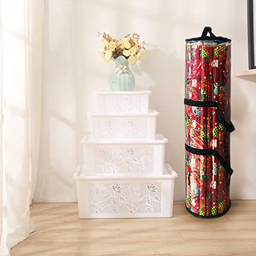 Ram® Black Christmas Cylinder Gift Wrap Storage Clear Bag Wrapping Paper Organiser Xmas Christmas Tidy – Stores Baubles Tinsels Lights Bows Heavy Duty Material- Holds 30 ROLLS - Image 3