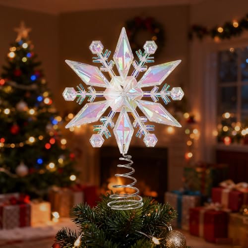 SPERMUOY Weihnachtsbaumspitze Schneeflocke,20cm Schneeflocke...