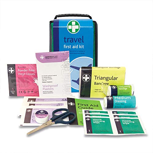 Reliance Medical Travel First Aid Kit in Helsinki Bag Perfect for Outdoor & Travel Including Washproof Plasters Bandage Dressing Wipes and More Essential Applications, Ideal for Small Injury