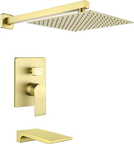 Juego de grifo de ducha con sistema de ducha con boquilla de cascada, juego de grifos de ducha con válvula áspera en la válvula, kit de bañera de