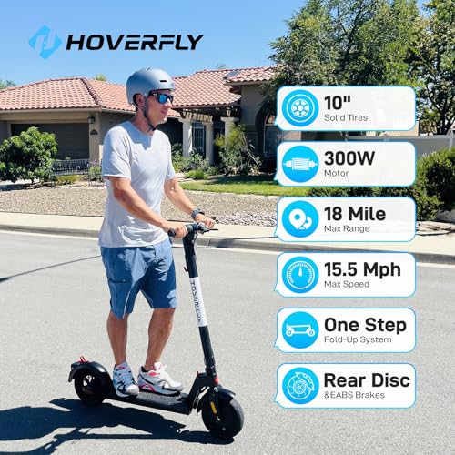 Image of HOVERFLY Electric Scooter for Adults, Max 10 /18 /25Miles&15.5 /20Mph Speed | 250 /500W Motor, 8.5 inch /10 inch Solid Tire, Big LCD Display with Cruise Control, Max Load 220lbs, Foldable Escooter for Commute