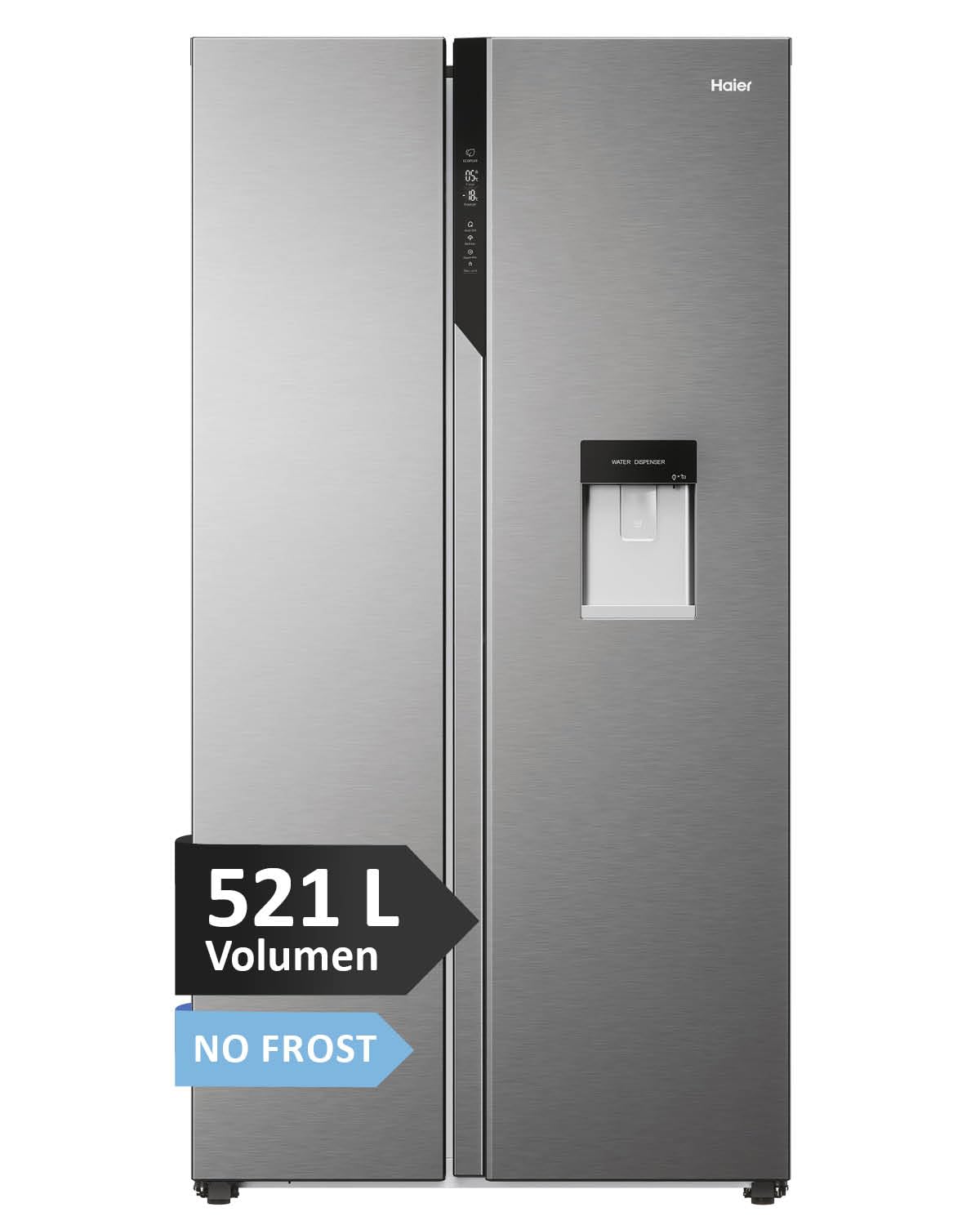 Haier Side-by-Side Kühl Gefrierkombination, HSR5918DWMP, freistehend, No Frost I 177,5 x 90,8 x 65,9cm I Side by Side Kühlschrank mit Wassertank, ohne Wasseranschluss I Kühlschrank Side by Side, 521 L