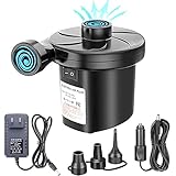 Electric Air Pump, Portable Air Mattress Pump, 110V AC/12V DC Two-Way Universal Inflator Electric Pump for Inflatables Pool, Airbeds, etc