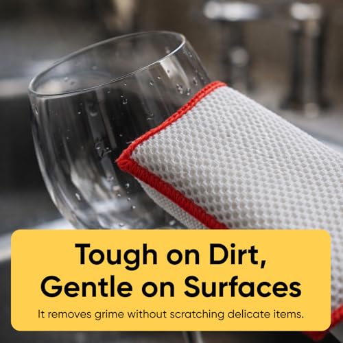 Image of Microfiber Sponges for Dishes, Non-Scratch Sponge Dish Scrubber Heavy Duty Household Cleaning Multi-Purpose Cleaning Supplies Dish Wash Kitchen Cleaners Pack of 18