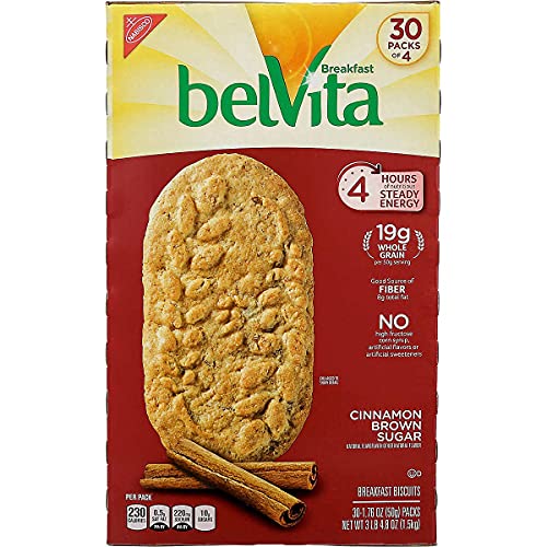 Belvita Brown Sugar Biscuits 1.76 oz 30 -Count Pack, cinnamon, 52.8 Ounce, (Pack of 4) - PACK OF 3