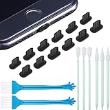 Tapón Anti-Polvo de Metal Compatible con iPhone 5/6/ 7/8/ X/XS Kit de Cepillo de Limpieza de Puerto de Móvil, Conjunto de Cepillos de Limpiar Altavoz y de Limpiar Receptor de Móvil (24 Piezas)