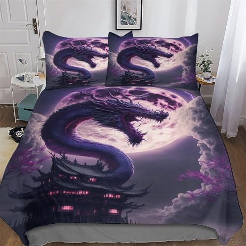 Housse de couette dragon anti-acarien avec fermeture éclair facile