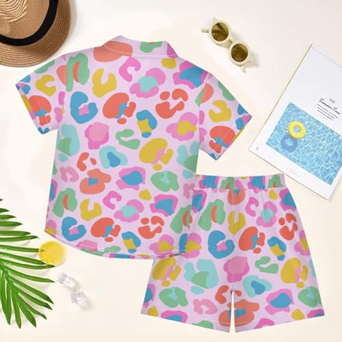 Image of visesunny Boys Hawaiian Shirt and Short Set Summer Outfit Kids 2 Piece Clothes Set 3-10Y