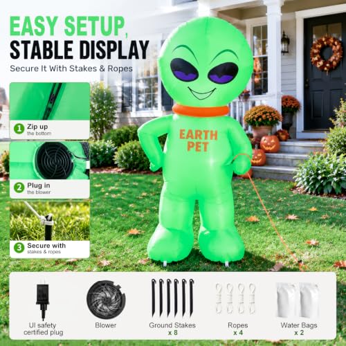 6' Beinhome Halloween LED Inflatable Alien Earth Pet $13.49 + Free Shipping w/ Prime or on $35+ + 50% Off Code B18TSL8F Prime - image 4