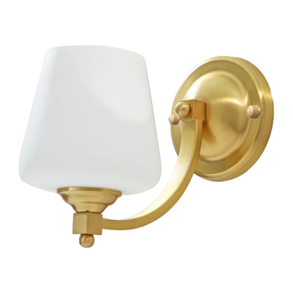 ZTCHSENZT Wall Sconces, Indoor Wall Sconces Bedroom Bedside Wall Lamp Hard Line Wall Lamp H65 Full Copper Lamp Body Glass Lampshade Living Room Bedroom Corridor Lamp Bedroom Wall,Single head