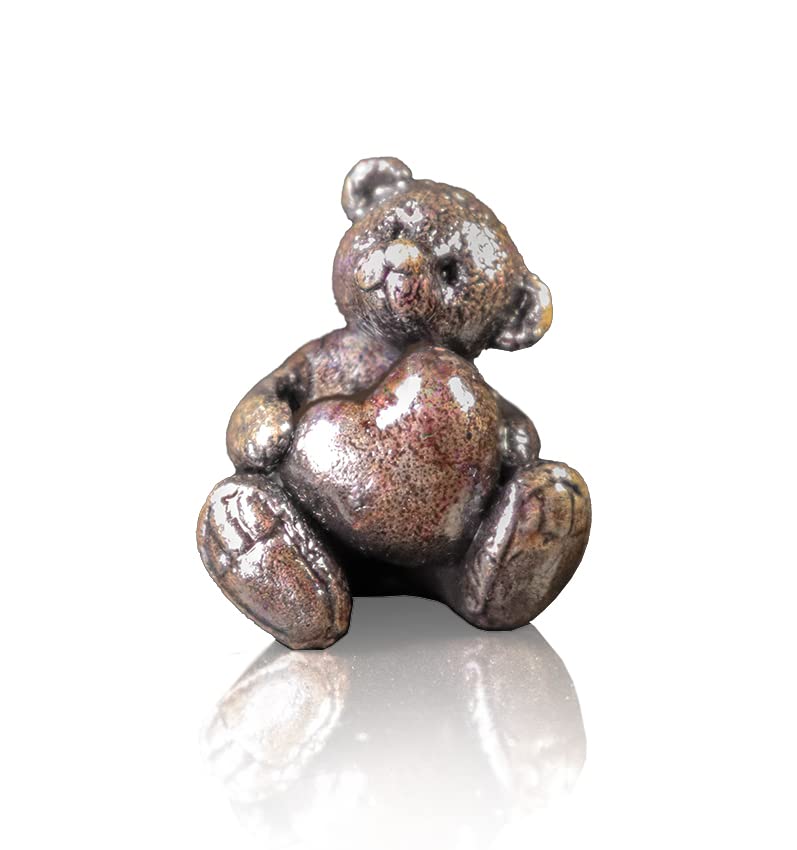 Richard Cooper Butler & Peach Solid Hot Cast Bronze - Teddy Bear with Love Heart 2094, Multicolor