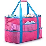 oscaurt Mesh Beach Bag Extra Large Waterproof Sandproof Beach Tote Pool Swim Bag Travel Vacation Essentials