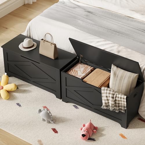 GAOMON Storage Chest, Wooden Toy Storage Bench, Modern Style Lift-Top Toy Chest with Safety Hinge for Entryway, Bedroom, Living Room, Supports 300 Lb and Easy Assembly
