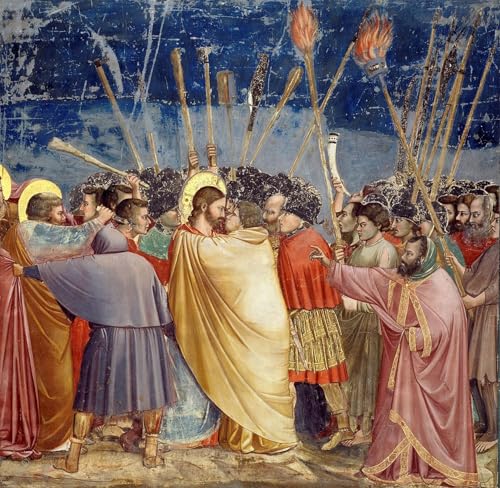 XcBAIHOUD Reproducción de lienzo Abstracto Cuadro Pinturas Murales l'arresto di Cristo di Giotto Di Bondone para Decoración de Paredes 60x90cm