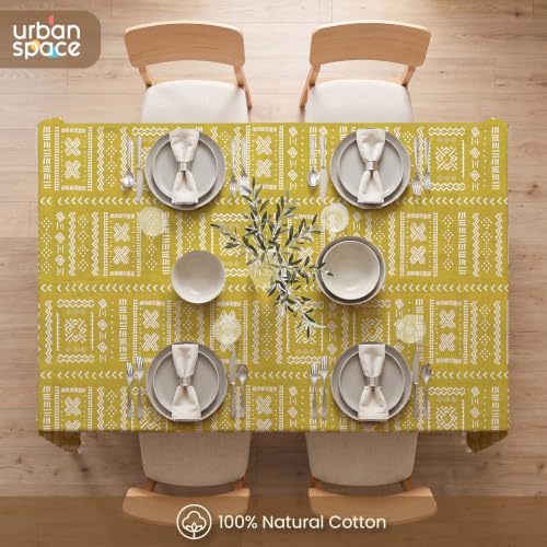 Image of Urban Space 100% Cotton Dining Table Cover for 6 Seater, Printed Cotton Table Cloth for Center Table, 48 inch X 92 inch (Zahara, 6 Seater)