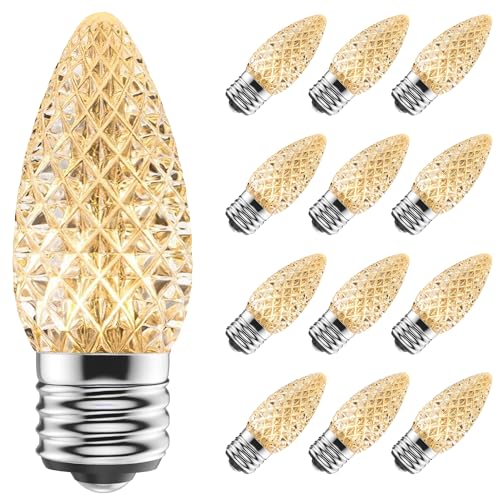 Upgraded 50-Pack C9 LED Christmas Light Replacement Bulbs, Shatterproof LED Bulbs for E17 Base Sockets for Christmas String Lights, Outdoor Waterproof & Dimmable Christmas Village Bulbs - Warm White