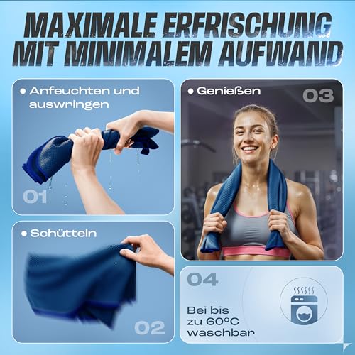 NirvanaShape 1x Kühlendes Handtuch - Mikrofaser Kühltuch als Sporthandtuch für Fitness, Yoga, Sport, Golf...