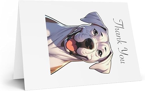 Miniatura 2 de DistinctInk Greeting CardNote Card -Dogo Argentino Cartoon Birthday - PACK of 5
